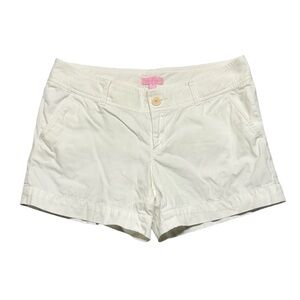 Lilly Pulitzer White Callahan Shorts Womens Size 8 Cotton Mid Rise Casual Summer